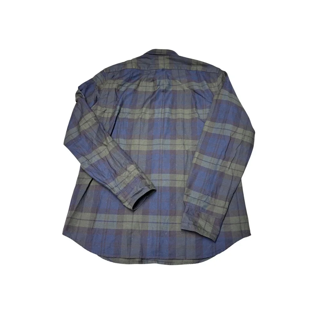 J. Crew Slim Fit Black Watch Plaid Cotton Oxford Shirt Navy Green K1993 Mens M